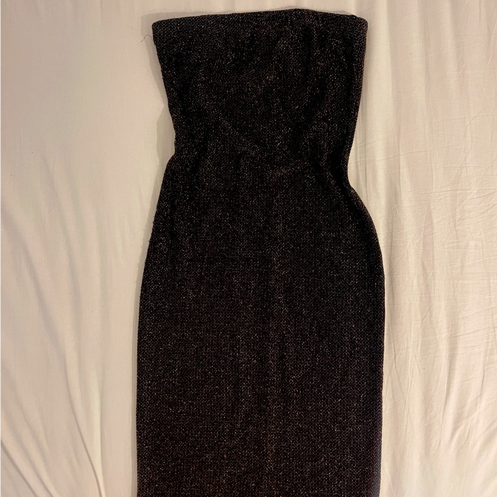Gold Glittery Strapless Dress